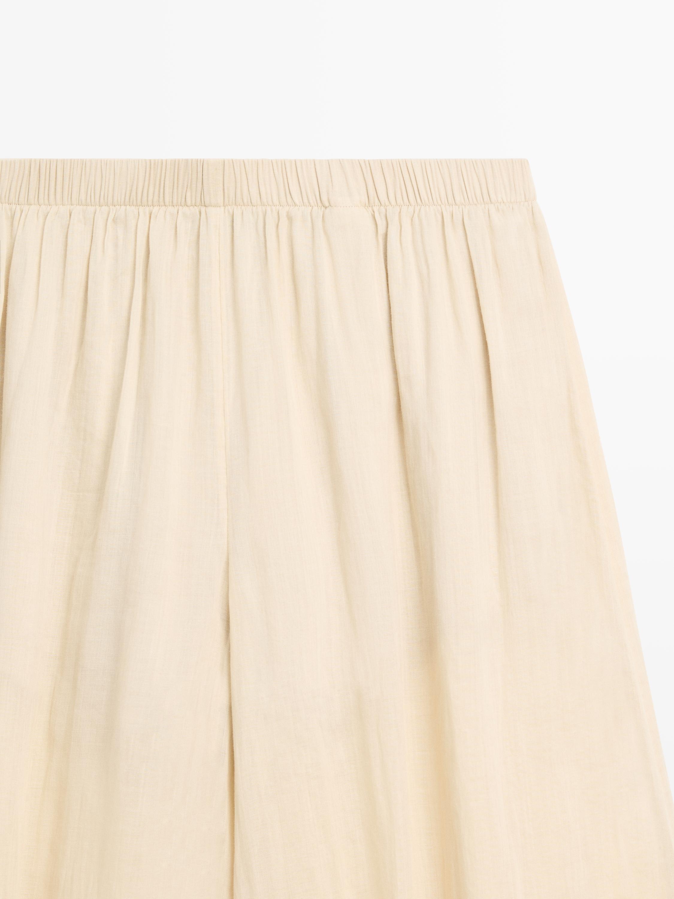 Flowing ramie sarouel trousers